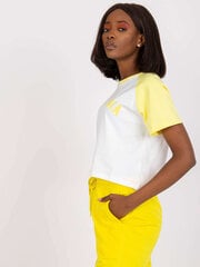 Женская бело-желтая футболка с принтом цена и информация | Футболка женская | pigu.lt