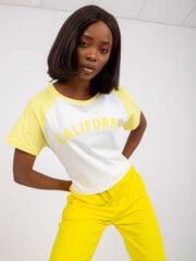 Женская бело-желтая футболка с принтом цена и информация | Женские футболки | pigu.lt
