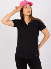 Женская черная однотонная футболка цена и информация | Женские футболки | pigu.lt