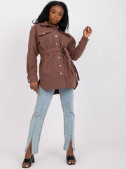 коричневая теплая длинная рубашка в полоску олеся цена и информация | Женские блузки, рубашки | pigu.lt