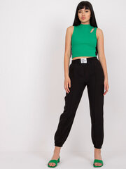 черные тканевые брюки с высокой талией цена и информация | Женские брюки | pigu.lt