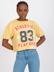 Женская темно-желтая футболка с принтом цена и информация | Футболка женская | pigu.lt