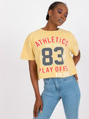 Женская темно-желтая футболка с принтом цена и информация | Женские футболки | pigu.lt