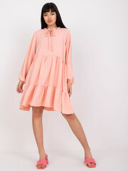Женское платье персикового цвета с оборкой цена и информация | Платья | pigu.lt