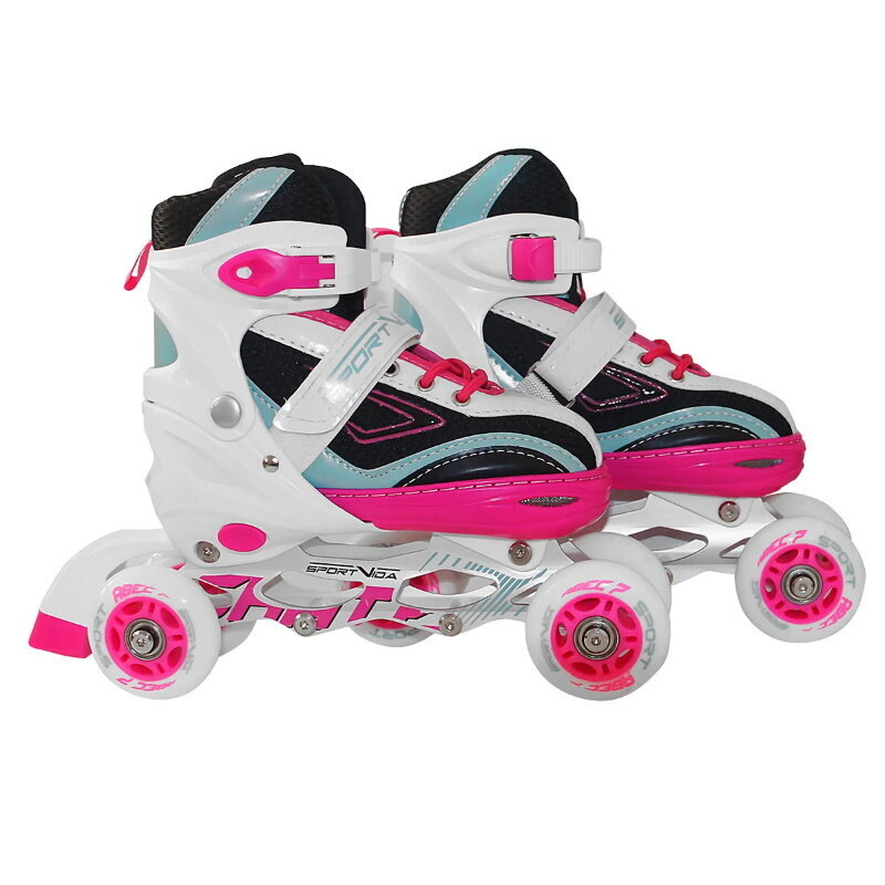 SportVida 4in1 Roller Skates & Ice Skates adjustable size 35-38 bearings ABEC-75 PU 82A wheels Pink kaina ir informacija | Riedučiai | pigu.lt