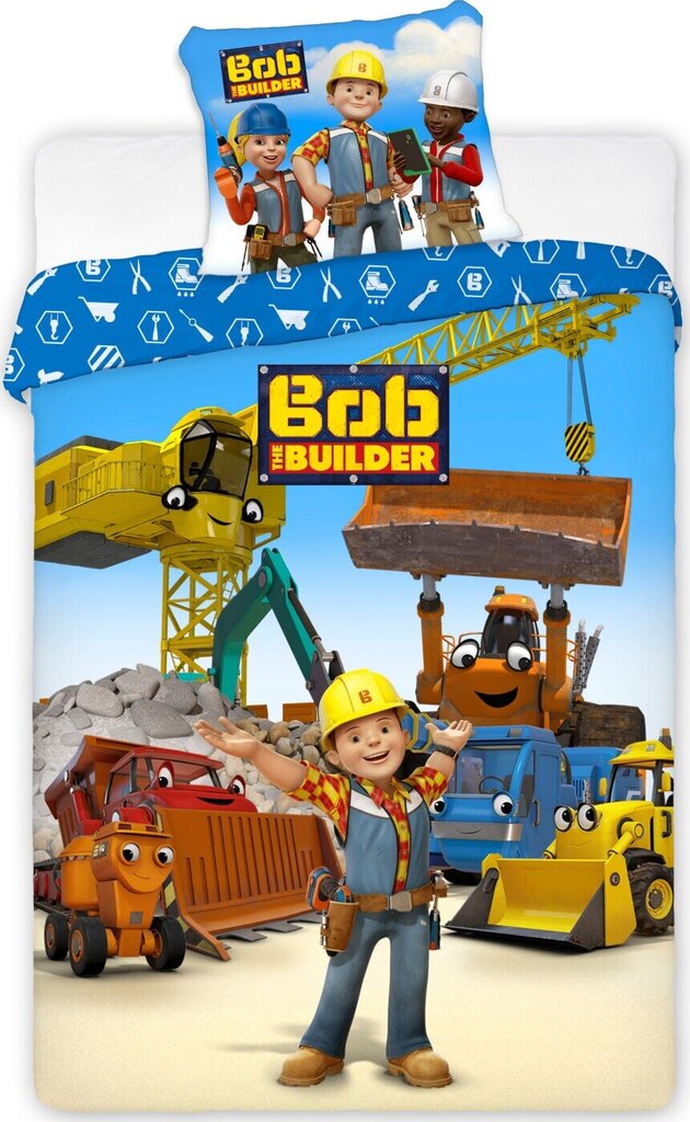 Patalynės komplektas Bob The Builder, 100x140, 2 dalių kaina ir informacija | Patalynė kūdikiams, vaikams | pigu.lt