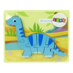Medinė delionė Dinozauras LeanToys, mėlynas kaina ir informacija | Lavinamieji žaislai | pigu.lt