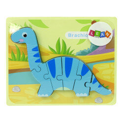 Medinė delionė Dinozauras LeanToys, mėlynas цена и информация | Lavinamieji žaislai | pigu.lt