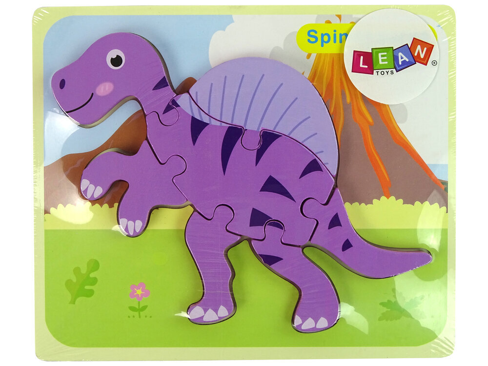 Medinė dėlionė Dinozauras LeanToys, 6 det. kaina ir informacija | Dėlionės (puzzle) | pigu.lt