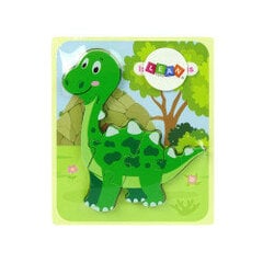 Medinė dėlionė Dinozauras LeanToys, žalias kaina ir informacija | Lavinamieji žaislai | pigu.lt