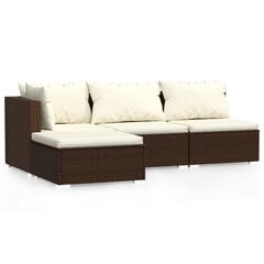 Sodo baldų komplektas vidaXL, su pagalvėlėmis, 4 dalių, rudas kaina ir informacija | Lauko baldų komplektai | pigu.lt