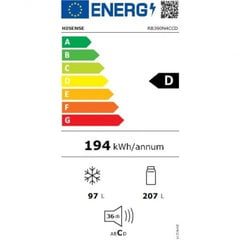 Комбинированный холодильник Hisense RB390N4CCD  (186 x 60 cm) цена и информация | Холодильники | pigu.lt