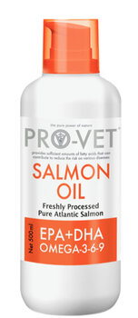 SALMON OII 500ml PRO-VET ® 
Добавка к корму для собак PRO-VET ® SALMON OIL цена и информация | Витамины, добавки, средства от паразитов для собак | pigu.lt