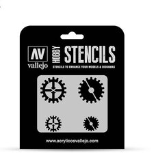 Gear Markings ST-SF001 Vallejo Hobby Stencils цена и информация | Аппликации, декорации, наклейки | pigu.lt