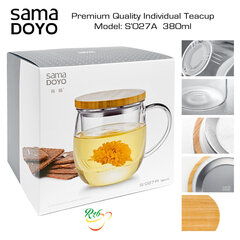 SAMADOYO Premium arbatos puodelis su stikliniu filtru 3in1, S027A, Premium Quality Teacup 3in1, 380 ml. kaina ir informacija | Taurės, puodeliai, ąsočiai | pigu.lt