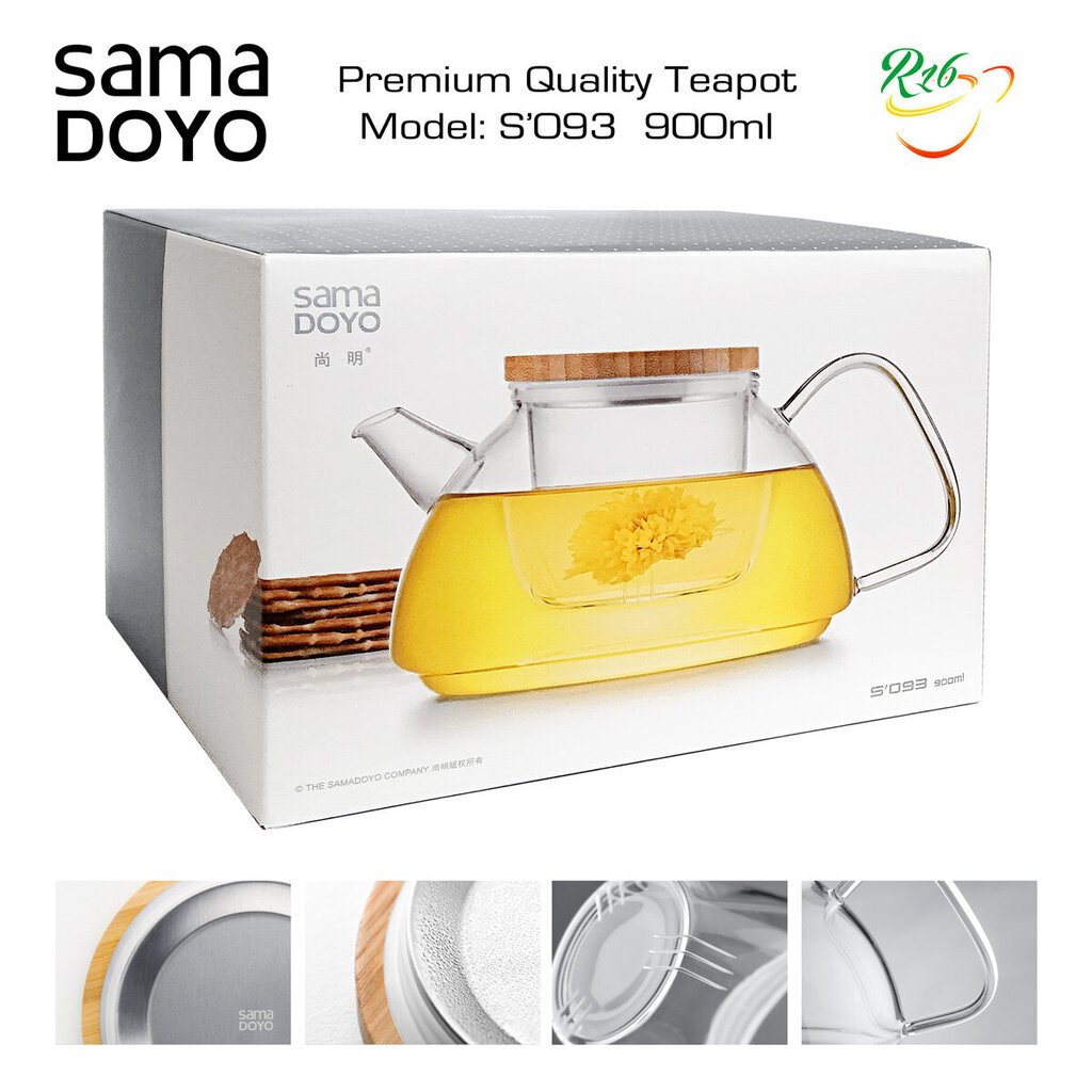 SAMADOYO Premium klass virdulys su stikliniu filtru, S093, Premium Quality Teapot, 900 ml. kaina ir informacija | Taurės, puodeliai, ąsočiai | pigu.lt