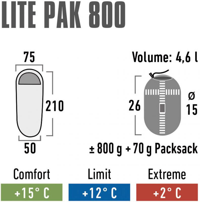 Miegmaišis High Peak Lite Pak 800 210 x 75 x 50 cm kaina ir informacija | Miegmaišiai | pigu.lt