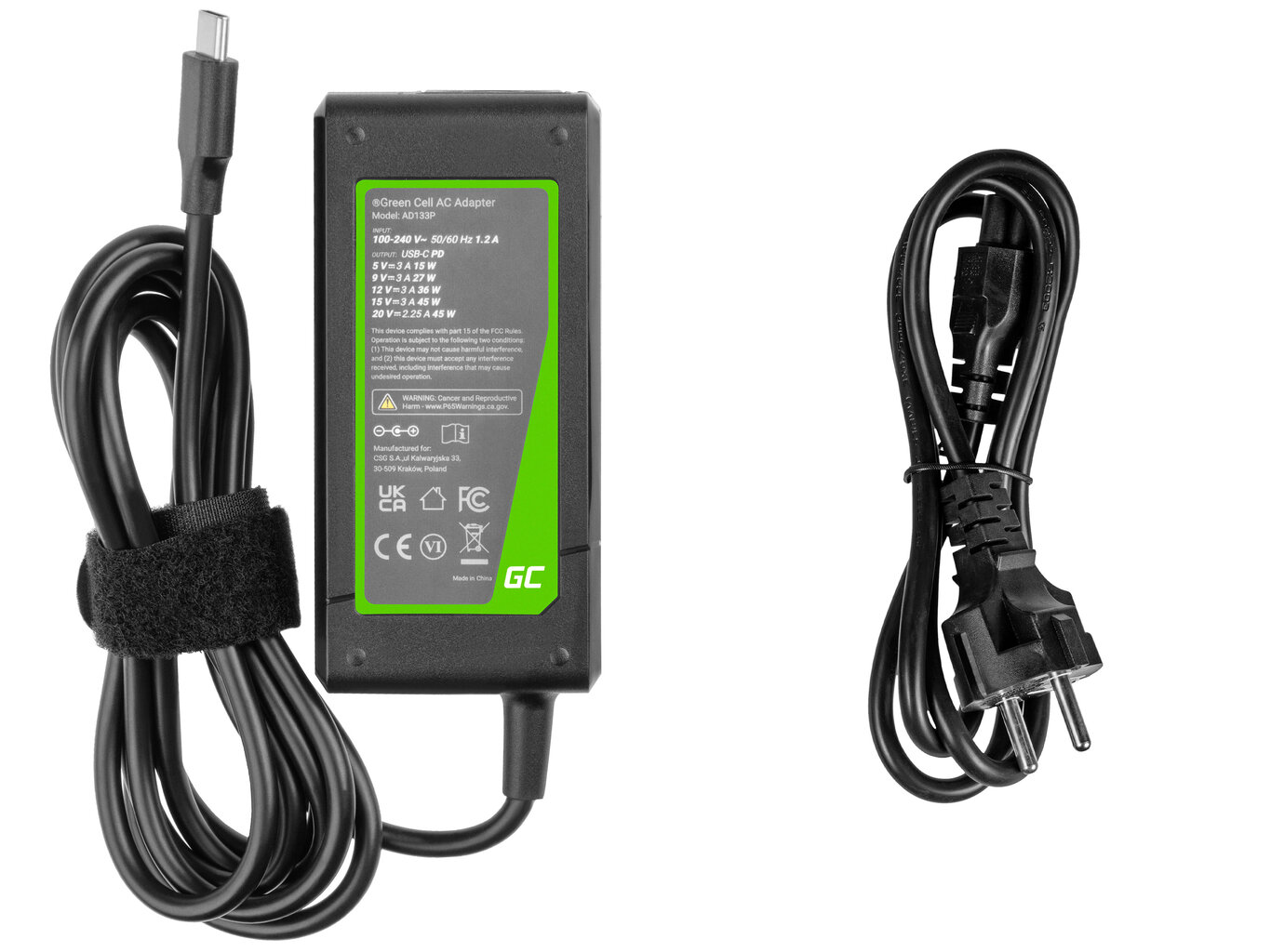 Green Cell USB-C 45W for laptops, tablets and phones kaina ir informacija | Akumuliatoriai nešiojamiems kompiuteriams | pigu.lt