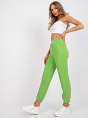 Женские светло-зеленые брюки из ткани цена и информация | Брюки | pigu.lt