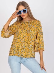 Женская темно-желтая блуза с принтом цена и информация | Женские футболки | pigu.lt