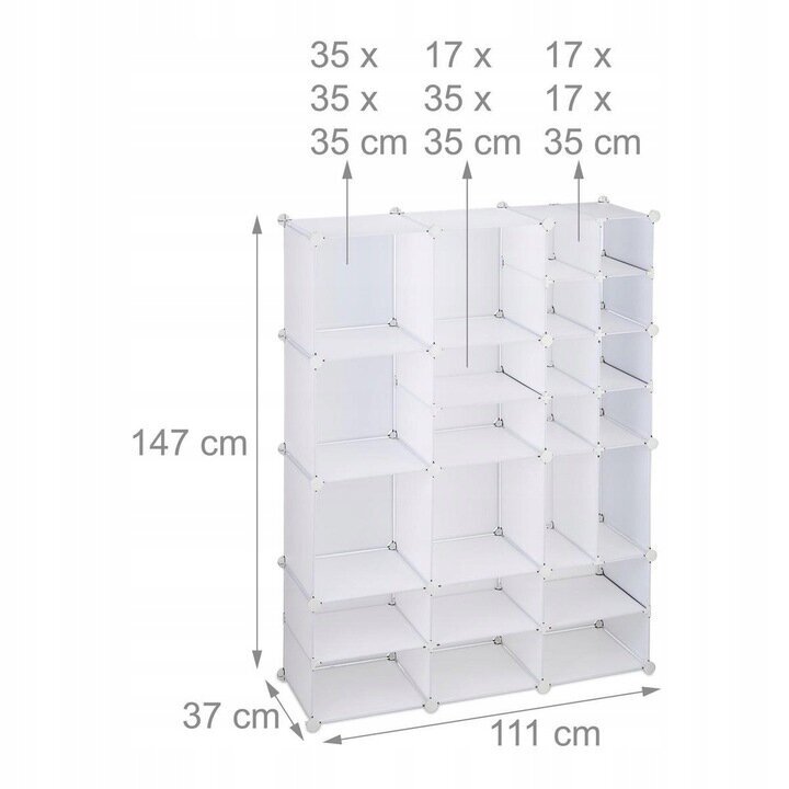 Modulinė lentyna Loft Wurfel XXL 12/23, 111x147x37 cm, skaidri kaina ir informacija | Daiktadėžės | pigu.lt