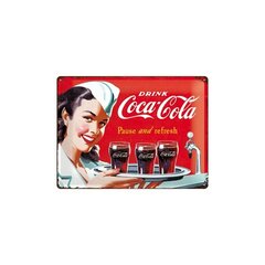 Металлическая пластина 30x40 см / Coca-Cola Pause and refresh цена и информация | Детали интерьера | pigu.lt