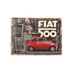 Металлическая пластина 30x40 см / Fiat 500 - red Car In The Street цена и информация | Детали интерьера | pigu.lt