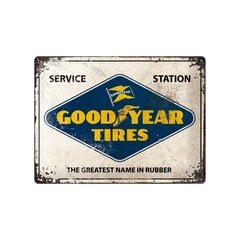Metalinė plokštė 30x40 cm / Goodyear logotipas, balta kaina ir informacija | Interjero detalės | pigu.lt