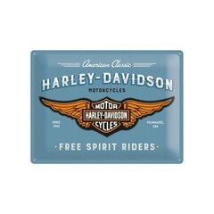 Metalinė plokštė 30x40 cm / Harley-Davidson logotipas, mėlynas kaina ir informacija | Interjero detalės | pigu.lt