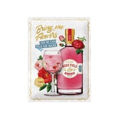 Metalinė plokštė 30x40 cm / Pink Gin Flowers kaina ir informacija | Interjero detalės | pigu.lt