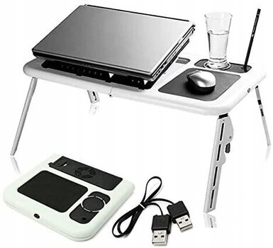 Sulankstomas nešiojamo kompiuterio staliukas su aušintuvu E-Table kaina ir informacija | Kompiuteriniai, rašomieji stalai | pigu.lt