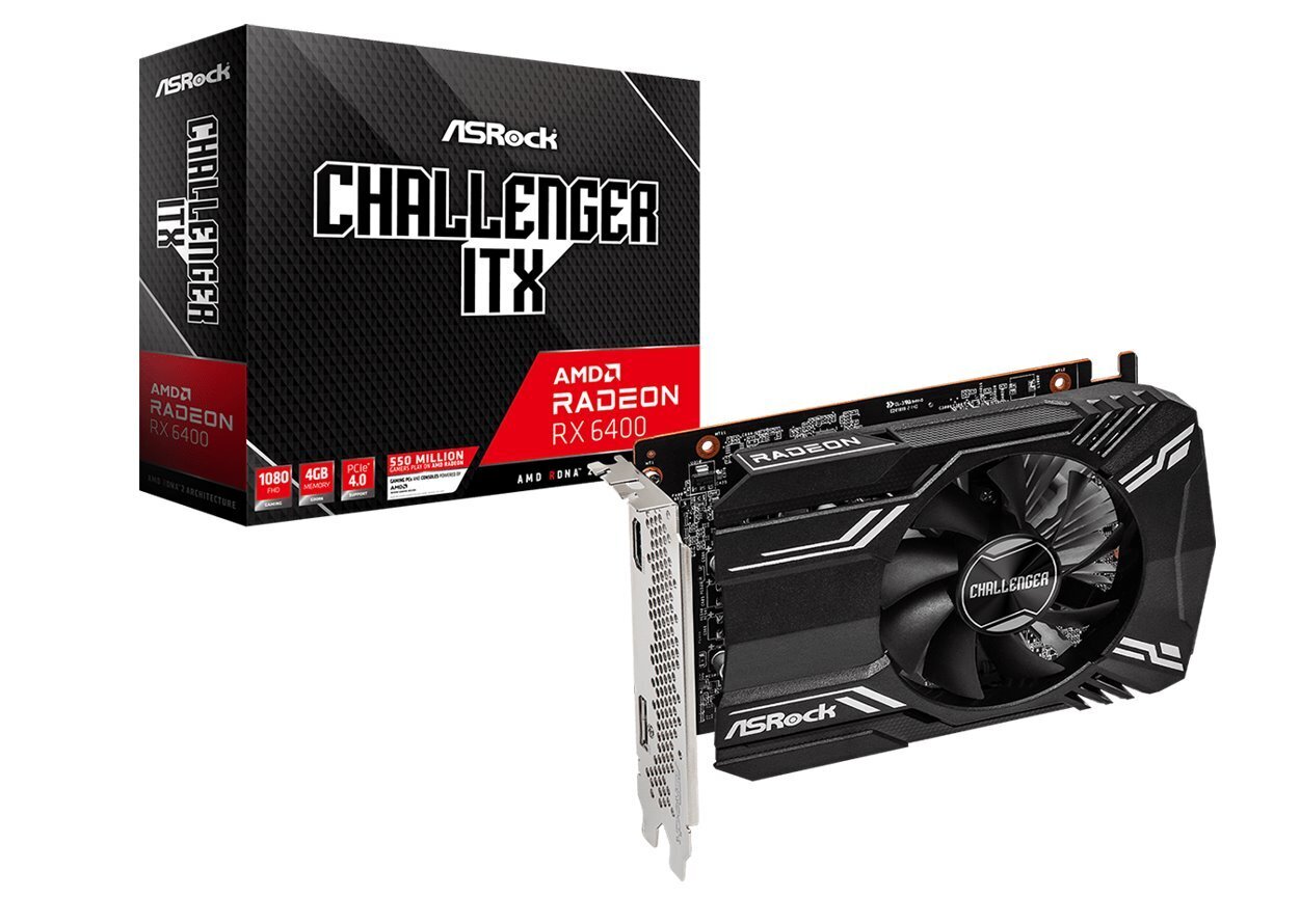 Asrock RX 6400 Challenger ITX 4G цена и информация | Vaizdo plokštės (GPU) | pigu.lt