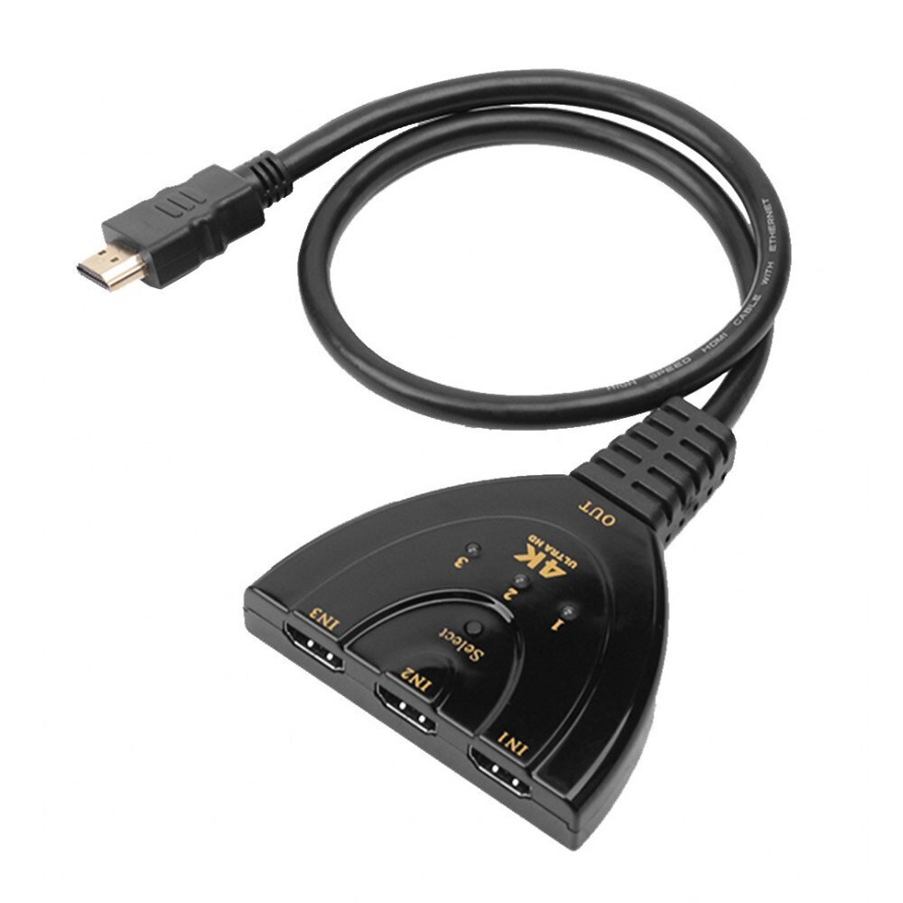 Jungiklis Techly HDMI 3x1 FullHD 1080p / 4K@30Hz Pigtail kaina ir informacija | Korpusų priedai | pigu.lt