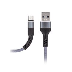 Maxlife MXUC-01 cable USB - microUSB 1,0 m 2A grey nylon kaina ir informacija | Laidai telefonams | pigu.lt