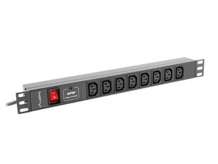 LANBERG POWER STRIP PDU RACK (1U, 16A, 8X IEC C13) цена и информация | Аксессуары для корпусов | pigu.lt