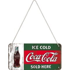 Металлическая пластина 10x20 см / Coca-Cola Ice cold sold here цена и информация | Детали интерьера | pigu.lt