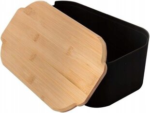 Duoninė su bambukiniu dangčiu, juoda kaina ir informacija | Virtuvės įrankiai | pigu.lt