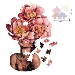 Деревянная головоломка: Девушка цветет пионами (размер L) цена и информация | Пазлы | pigu.lt