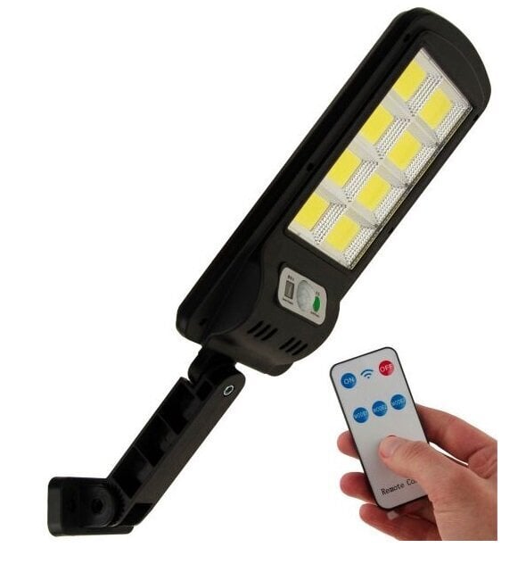 Soliarinis lauko šviestuvas su pultu COB 120 LED su tamsos ir judesio jutikliu kaina ir informacija | Lauko šviestuvai | pigu.lt