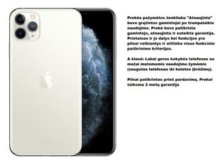 Apple iPhone 11 Pro Max (обновленный), 256 ГБ, серебристый цена и информация | Мобильные телефоны | pigu.lt