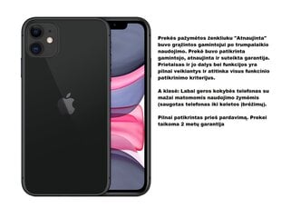 Apple iPhone 11 (Atnaujinta), 64GB, Black kaina ir informacija | Mobilieji telefonai | pigu.lt