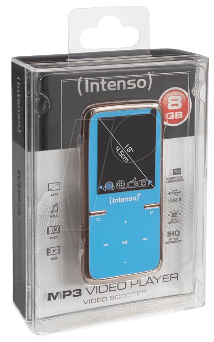 Intenso Video Scooter, 8GB, Mėlyna kaina ir informacija | MP3 grotuvai | pigu.lt