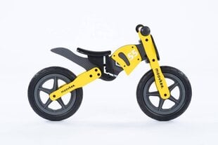 Balansinis medinis motociklas - Moovkee, geltonas kaina ir informacija | Balansiniai dviratukai | pigu.lt