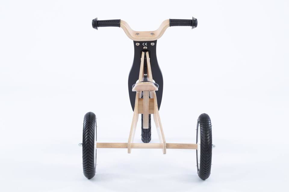 Balansinis medinis dviratis - Moovkee, juodas kaina ir informacija | Balansiniai dviratukai | pigu.lt