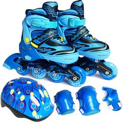 Комплект роликовых коньков и защиты - NiceKids, синий цена и информация | Роликовые коньки | pigu.lt