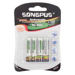 Батарейки Songpus  ААА х 4 2700мАч цена и информация | Батарейки | pigu.lt