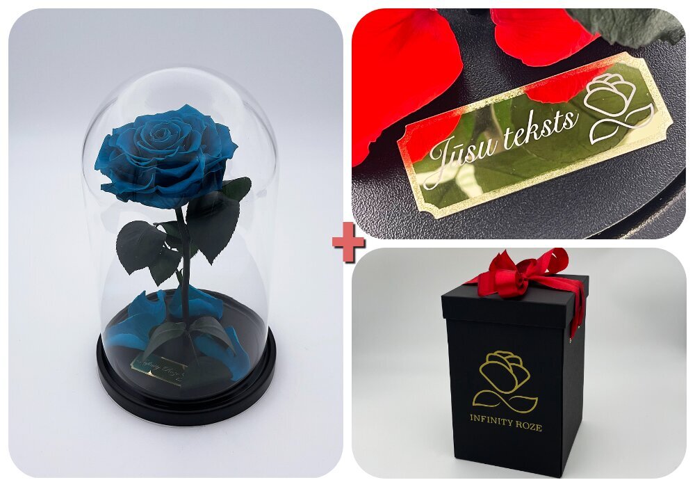 Rožė kolboje (mieganti rožė) M, Tiffany (25 cm aukščio / 15 cm pločio) + graviruota + dėžutė su "wow" efektu kaina ir informacija | Miegančios rožės, stabilizuoti augalai | pigu.lt
