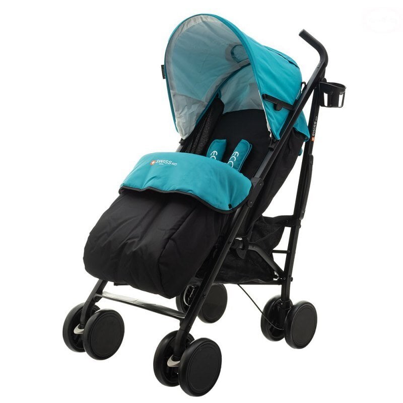 Vaikų vežimas Eco swiss design 300D, mėlynas kaina ir informacija | Vežimėliai | pigu.lt
