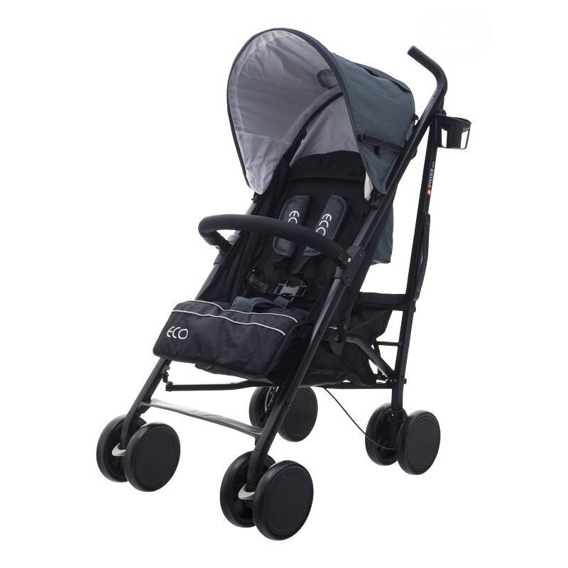 Vaikų vežimas Eco swiss design 300D, tamsiai pilkas kaina ir informacija | Vežimėliai | pigu.lt