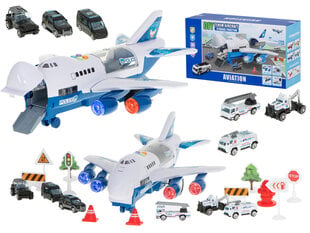 Самолет-транспортер + 6 машин полиции сбоку/спереди цена и информация | Игрушки для мальчиков | pigu.lt